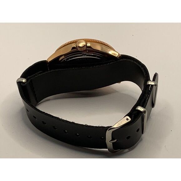 Fossil AM4616 Women's Black Leather Analog Beige Dial Genuine Wrist Watch RU239 - Picture 10 of 11